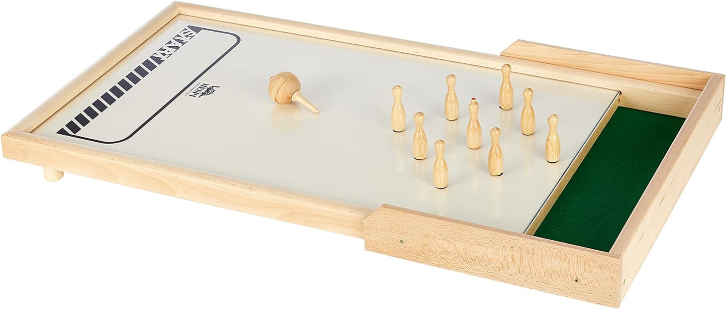 Weible Spiele 3105007 Meraner Tischkegelspiel, Holz/Beige