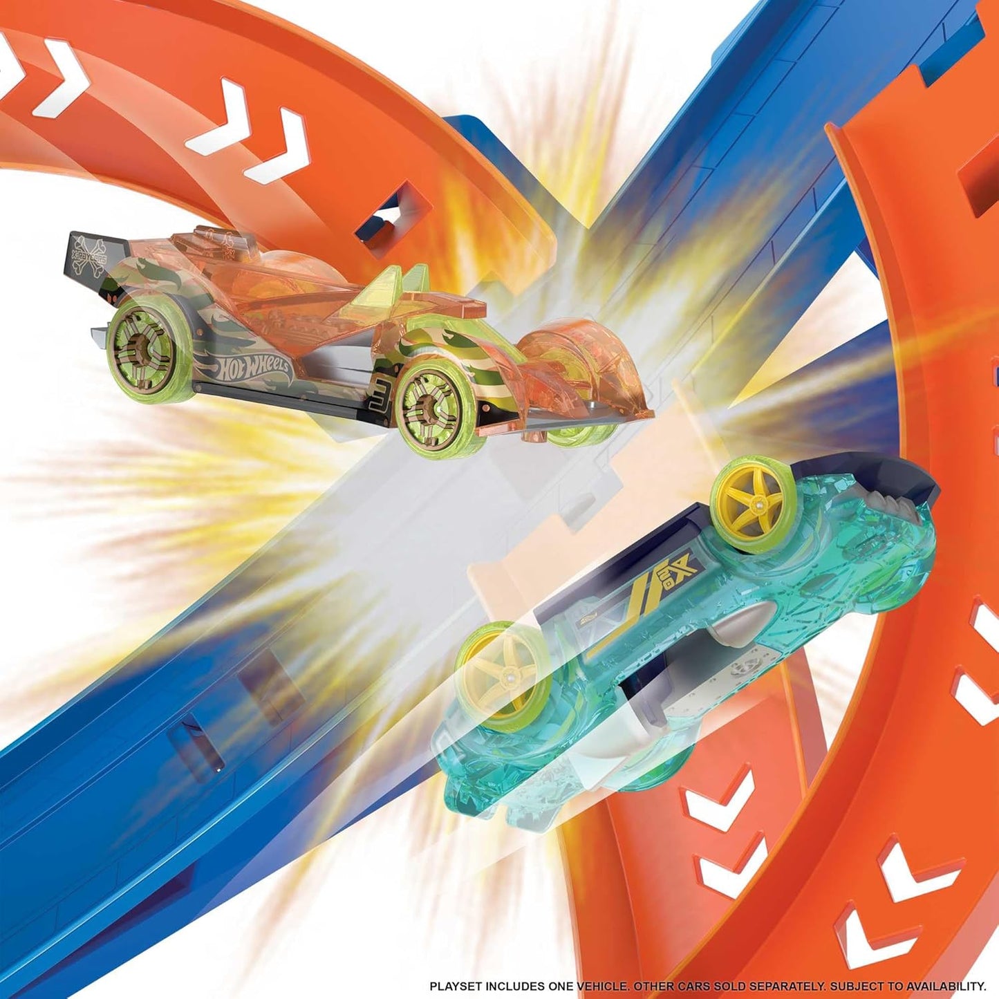Hot Wheels HJT51 - Action Crash-Spirale Autorennbahn mit Crash-Zonen und Batterie-betriebenem Beschleuniger
