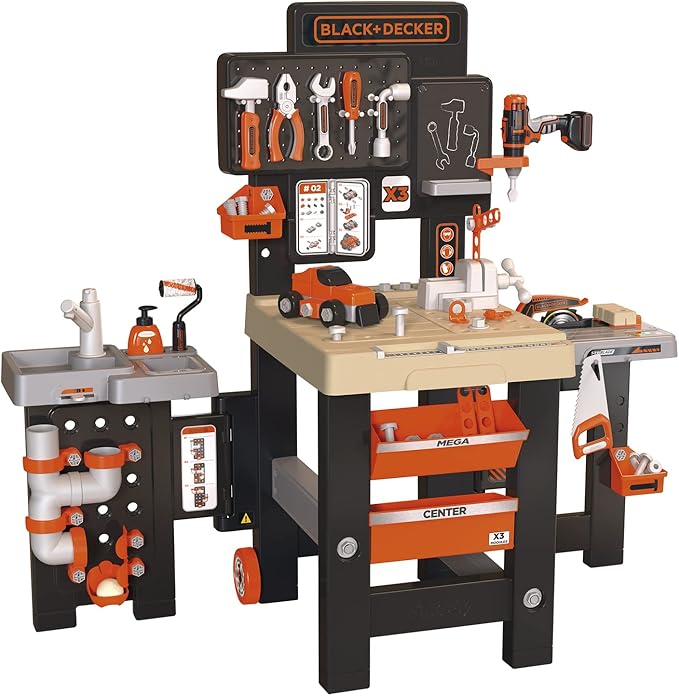 Smoby Toys - Black+Decker Mega Werkbank Center (100 Teile) - Spielzeug - Werkstatt für Kinder ab 3 Jahren r