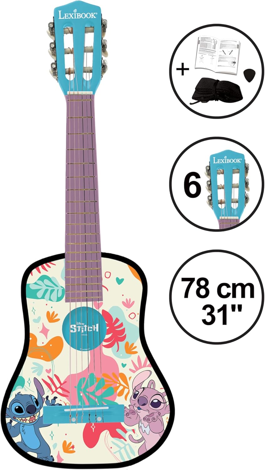 Lexibook – Disney Stitch – Meine erste Akustikgitarre aus Holz