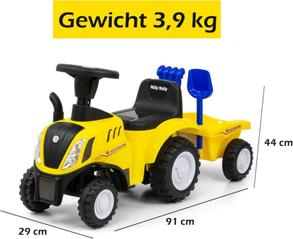 Traktor New Holland Rutschauto mit Anhänger - Lizenzierter Traktor Buggy mit Rechen und Schaufel