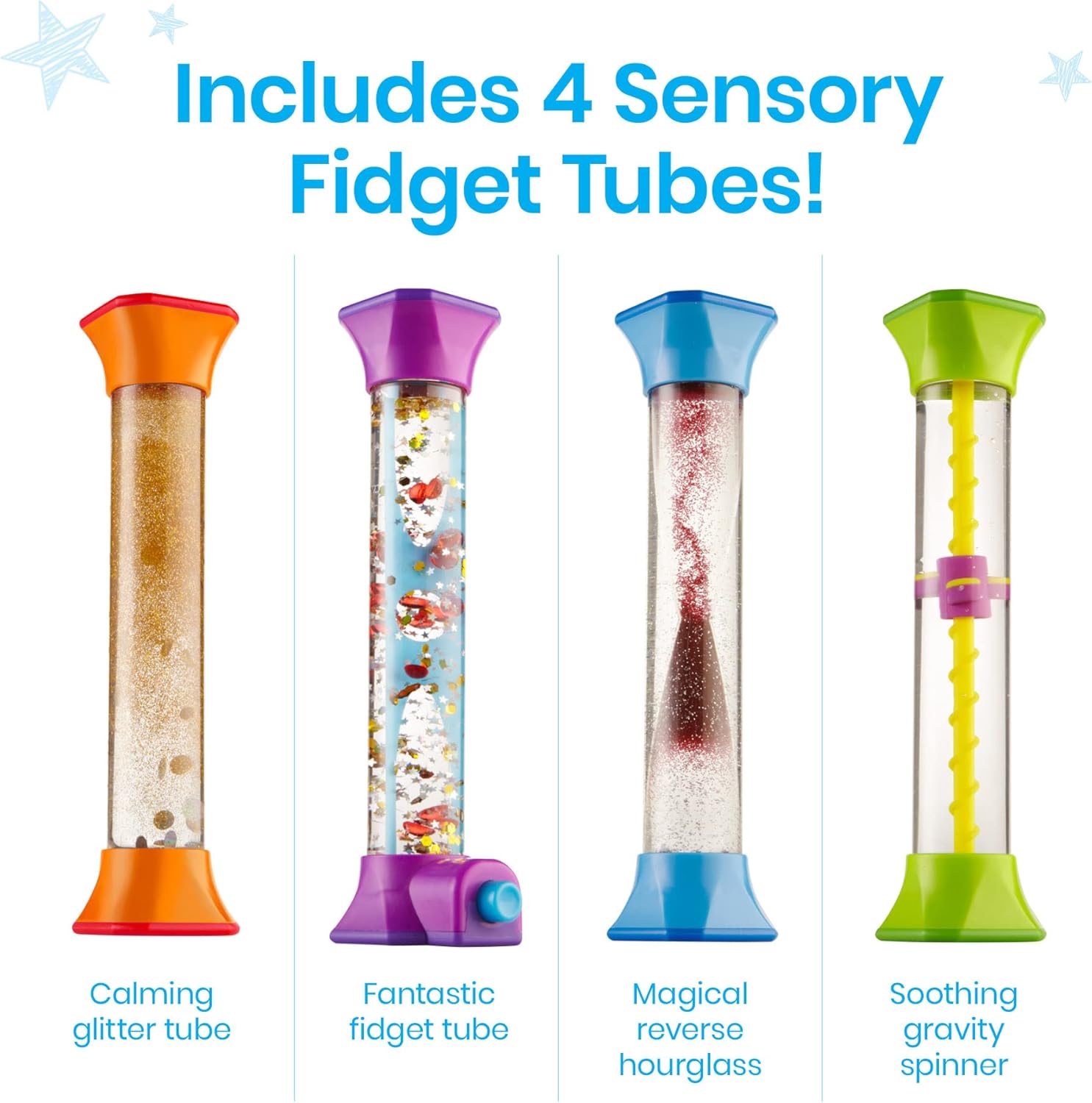 Learning Resources – Sensory Fidget Tubes (Set mit 4 Stück)
