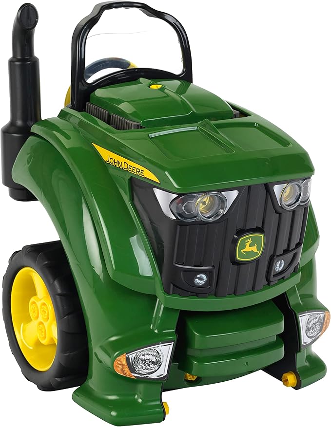 Theo Klein John Deere tractor engine model for kids, featuring detailed components for assembly and imaginative play.