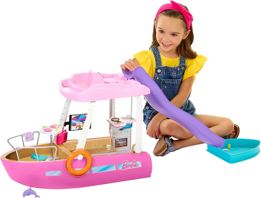 Barbie Traumboot Spielset, Rutsche und Schwimmzeug, 20+ Barbie - Zubehörteile, ohne Barbie - Puppe