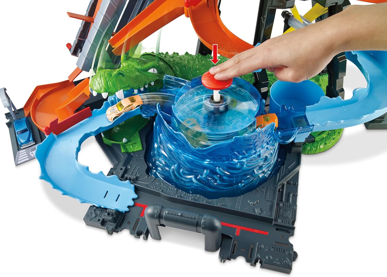Hot Wheels City – Ultimative Autowaschanlage mit Krokodil (FTB67)