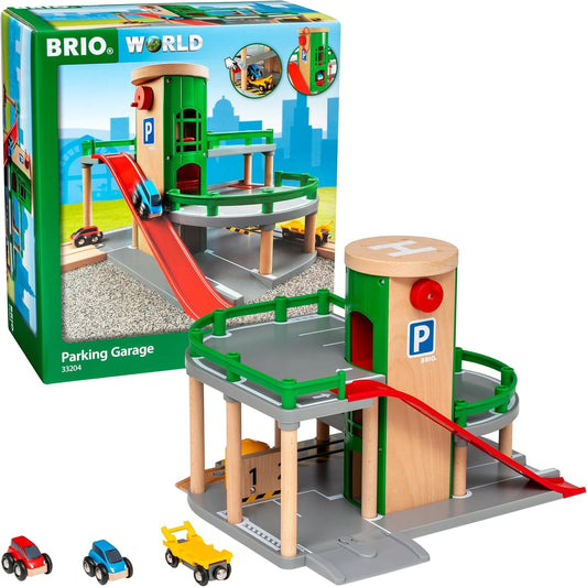 BRIO World Parkhaus mit Straßen & Schienen (33204) – Holzeisenbahn Zubehör