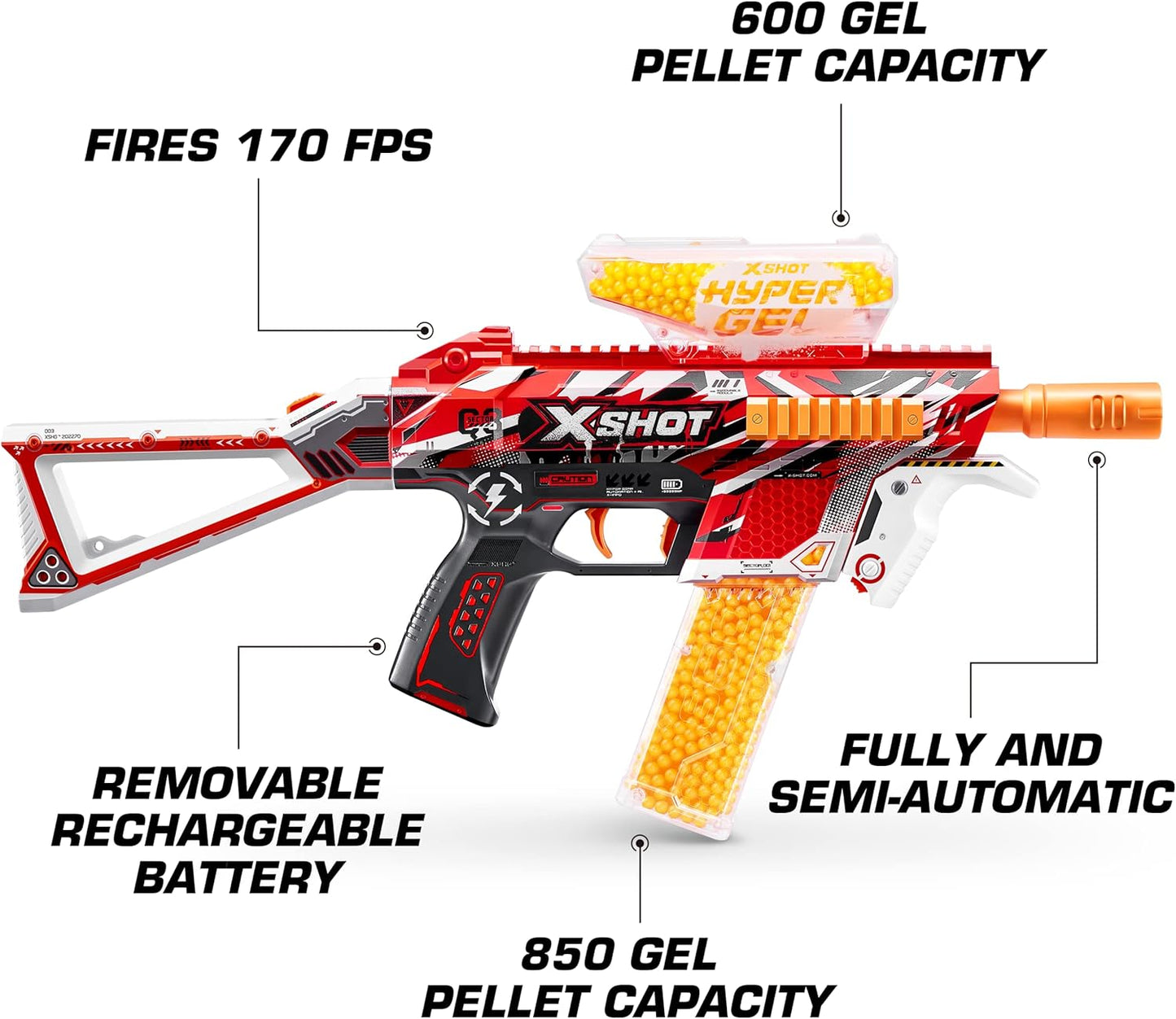 ZURU X-Shot Hyper Blaster Trace Fire – Mit 10.000 Kugeln