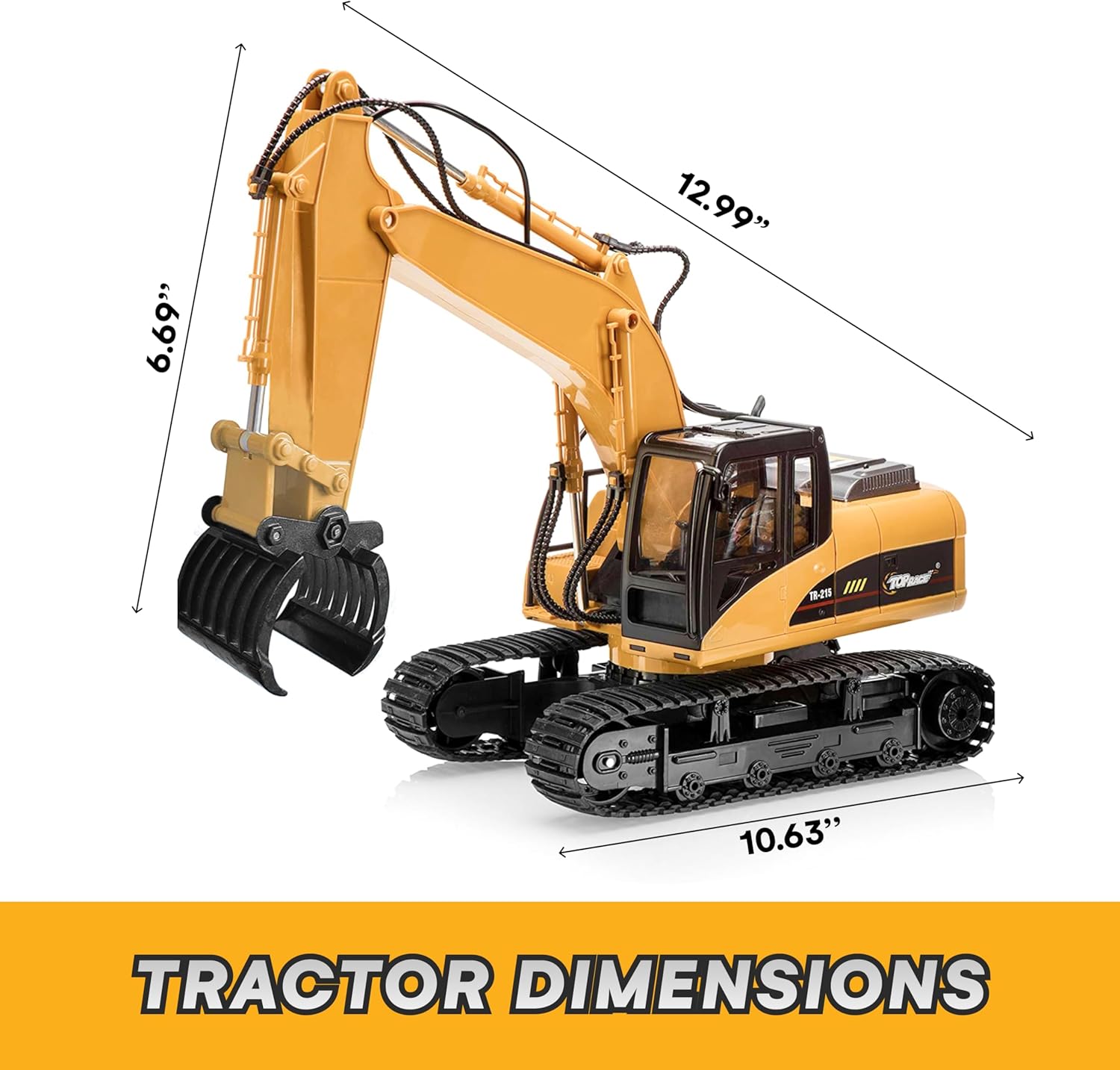 Top Race Ferngesteuerter Bagger – 15 - Kanal RC Bagger mit Licht &amp; Sound