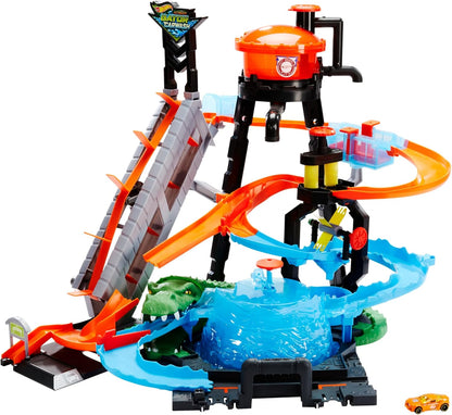 Hot Wheels City – Ultimative Autowaschanlage mit Krokodil (FTB67)
