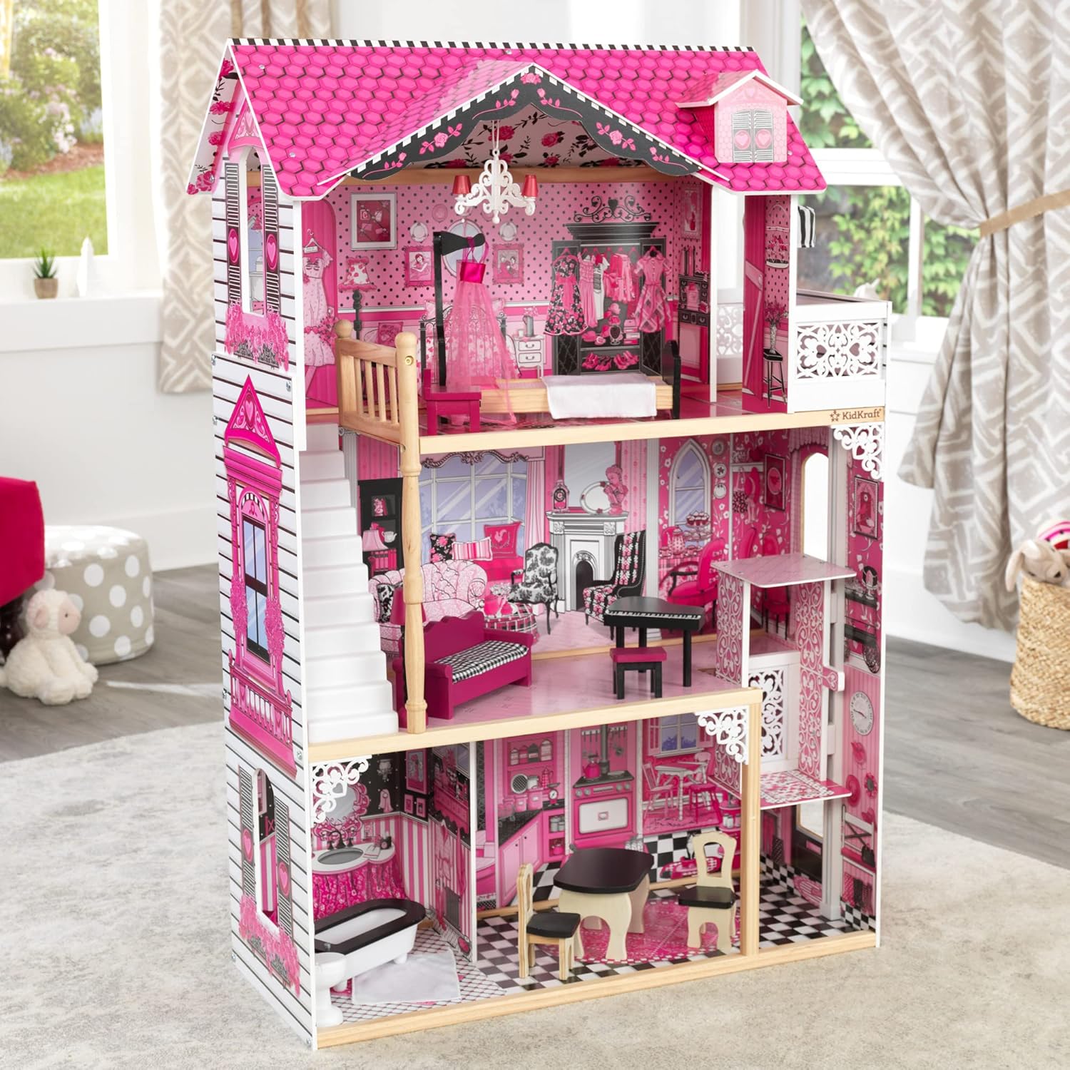 KidKraft Amelia Puppenhaus aus Holz mit Möbeln und Zubehör
