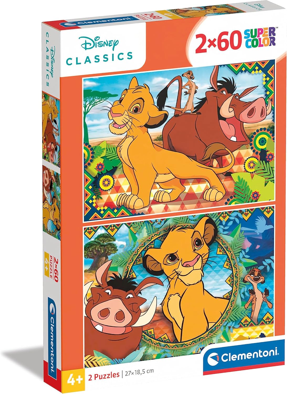 Clementoni 21604 Supercolor Der König der Löwen – Puzzle 2 x 60 Teile ab 5 Jahren