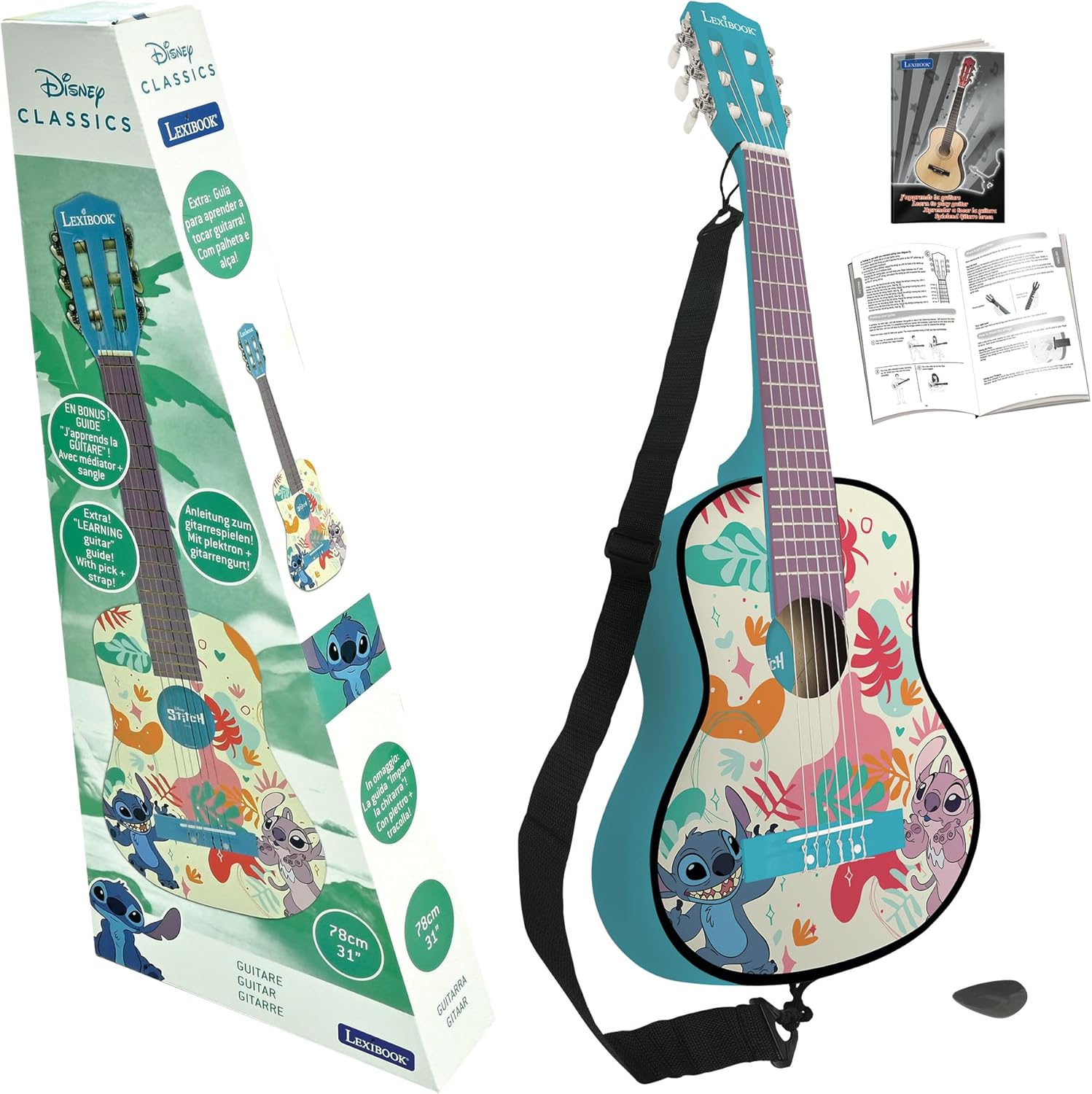 Lexibook – Disney Stitch – Meine erste Akustikgitarre aus Holz