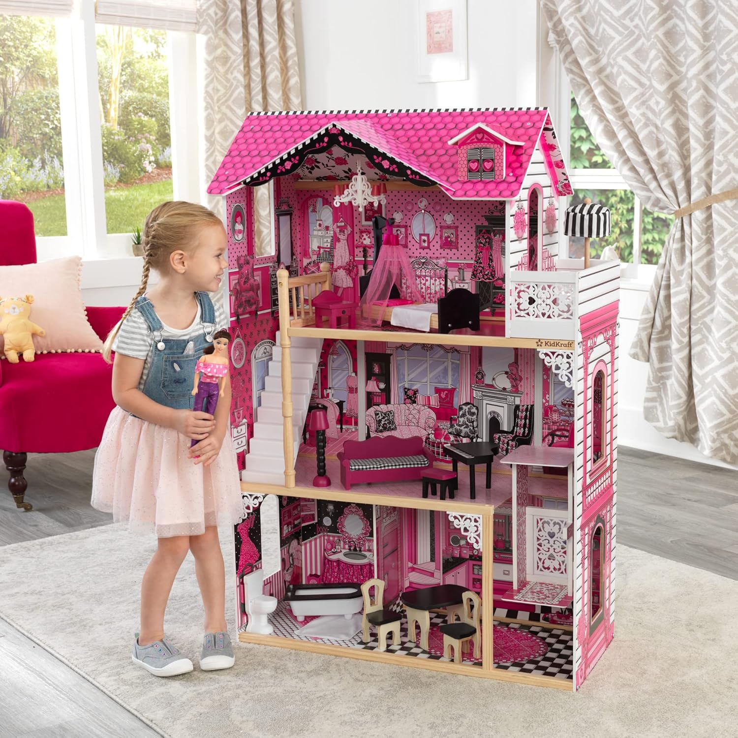 KidKraft Amelia Puppenhaus aus Holz mit Möbeln und Zubehör