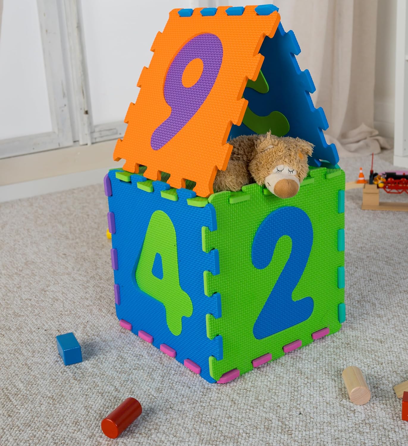 Playshoes Unisex Baby EVA - Puzzlematten 10 - teilig 308744, 900 - Mehrfarbig, 10 Teile (1er Pack)
