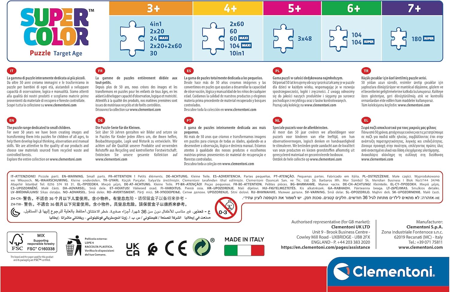 Clementoni 21604 Supercolor Der König der Löwen – Puzzle 2 x 60 Teile ab 5 Jahren