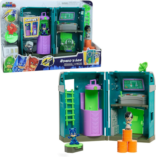PJ MASKS 95706 Flair Night Time Micros Romeo's Lair Spielset, Mehrfarbig