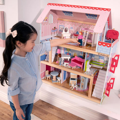 KidKraft Puppenhaus Chelsea aus Holz mit Möbeln und Zubehör – Modell 65054