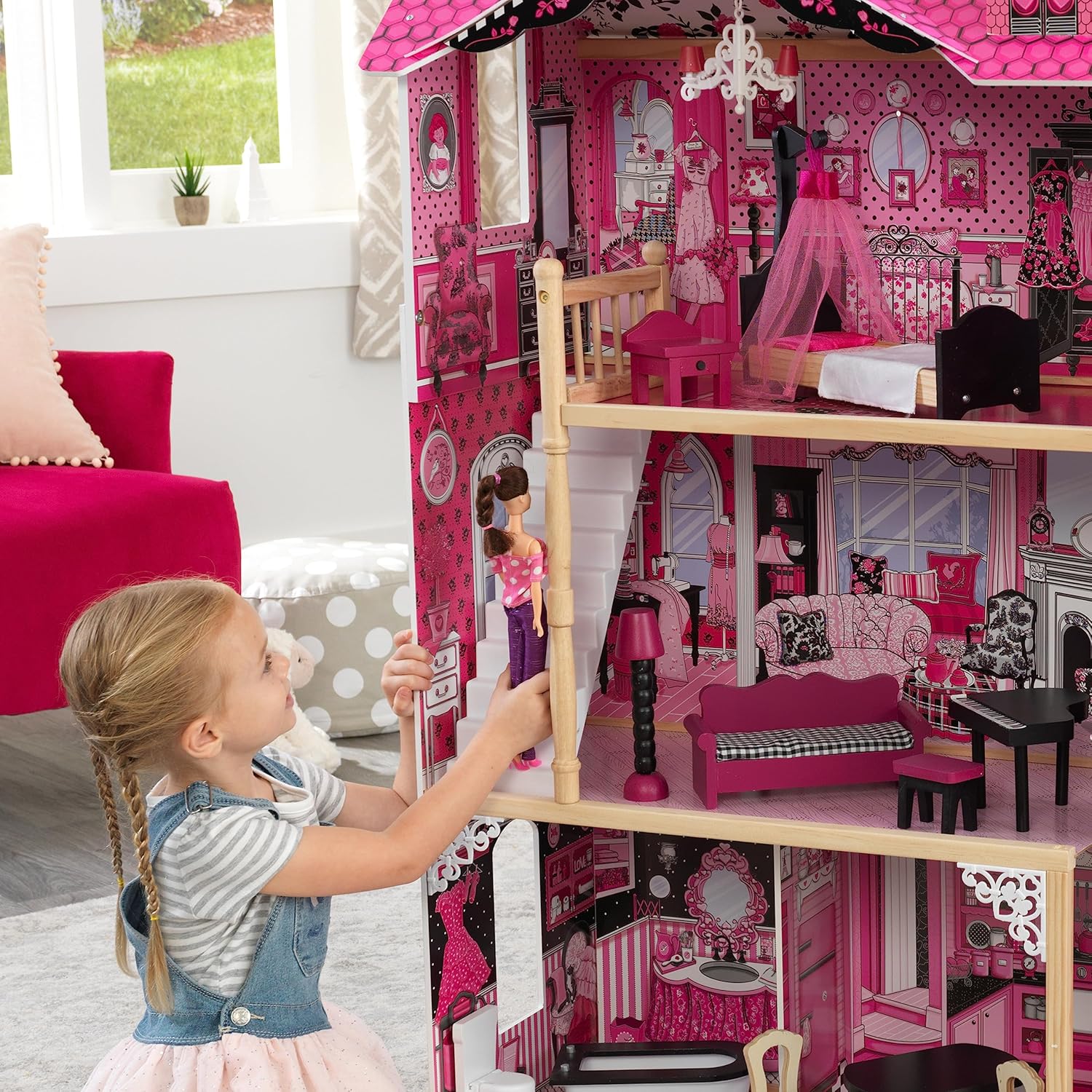 KidKraft Amelia Puppenhaus aus Holz mit Möbeln und Zubehör