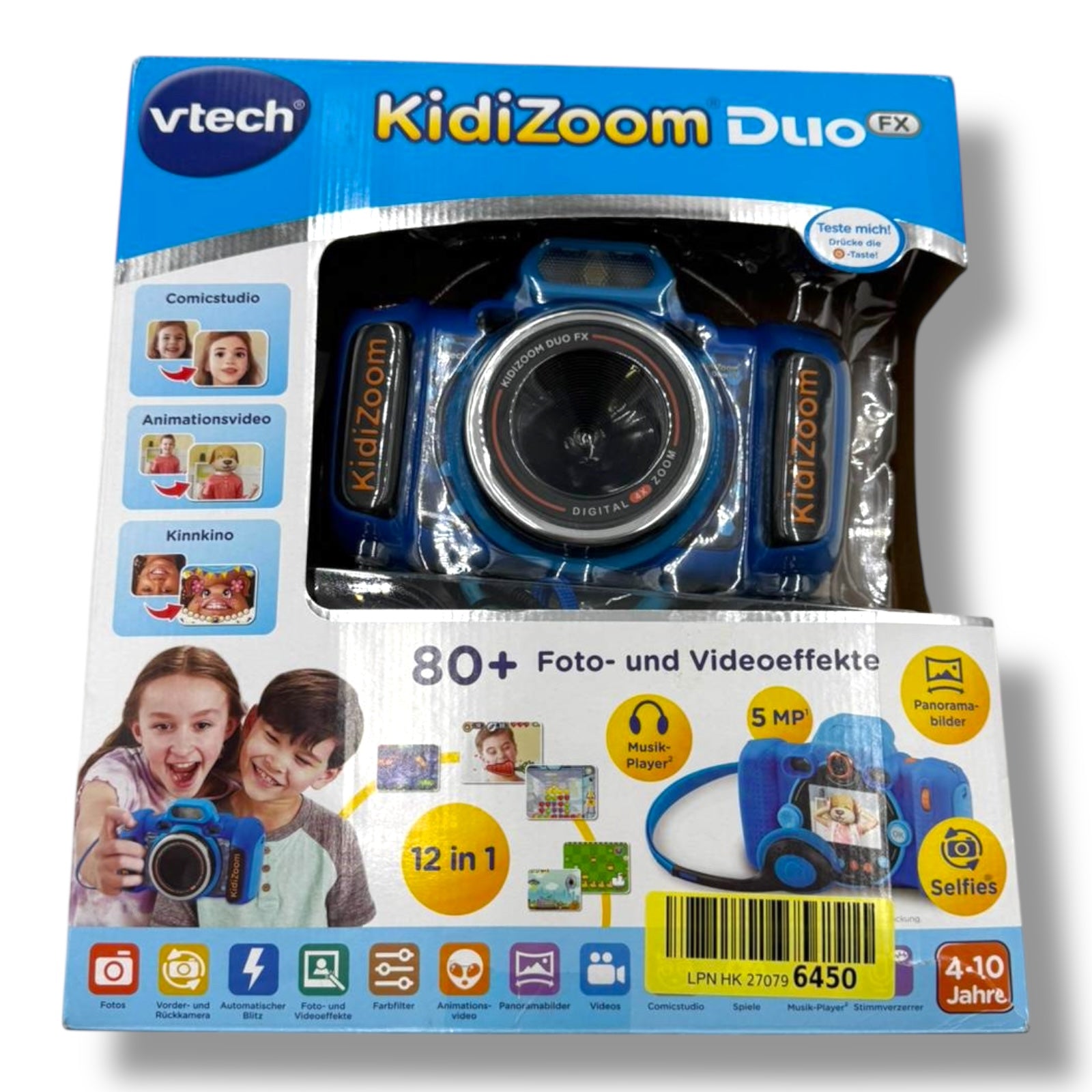 VTech KidiZoom Duo FX in Blau – Robuste Digitalkamera mit kreativen Apps und Spielfunktionen – Für Kinder von 4 - 10 Jahren