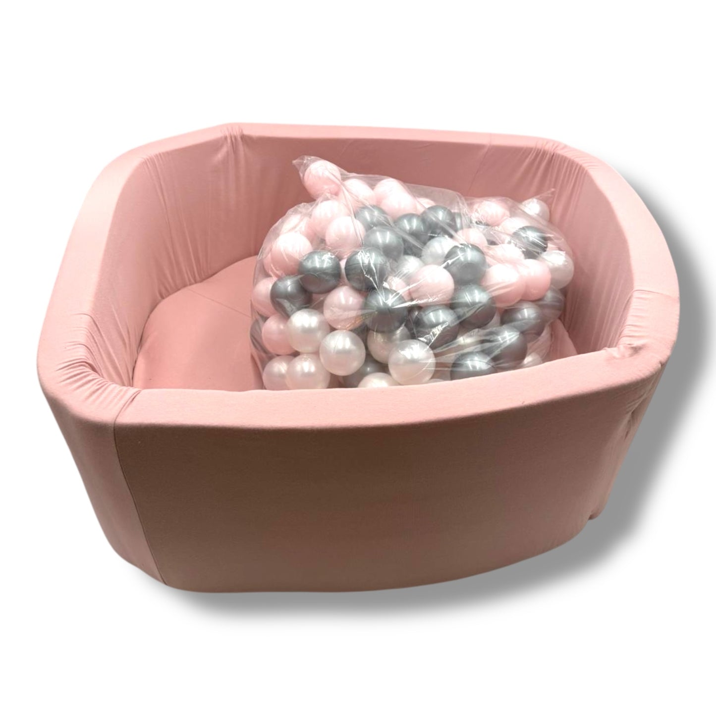 MISIOO Smart Bällebad | Rundes Bällebad 90x30 cm | inkl. 150 Bälle in Rosa/Weiß/Silber