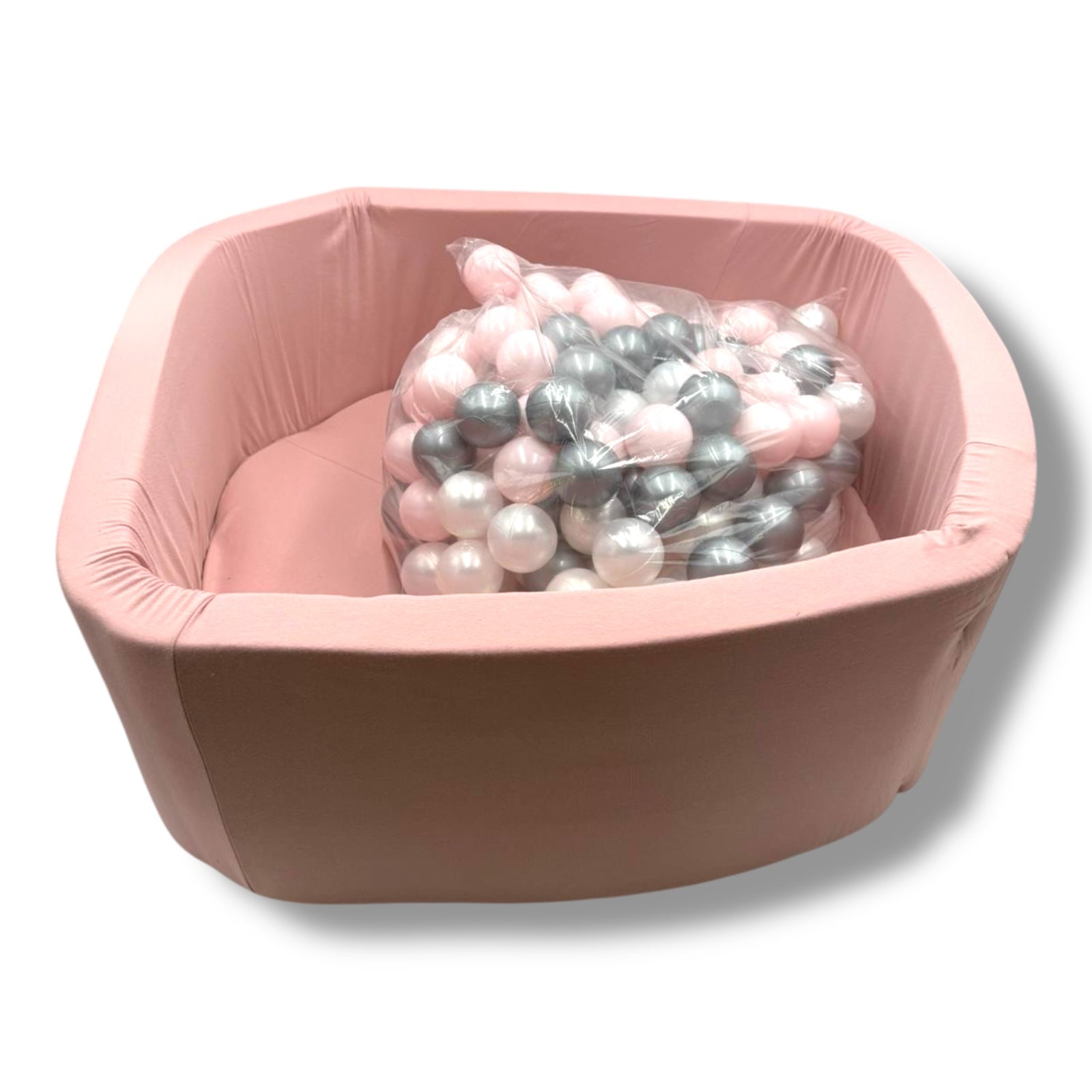 MISIOO Smart Bällebad | Rundes Bällebad 90x30 cm | inkl. 150 Bälle in Rosa/Weiß/Silber