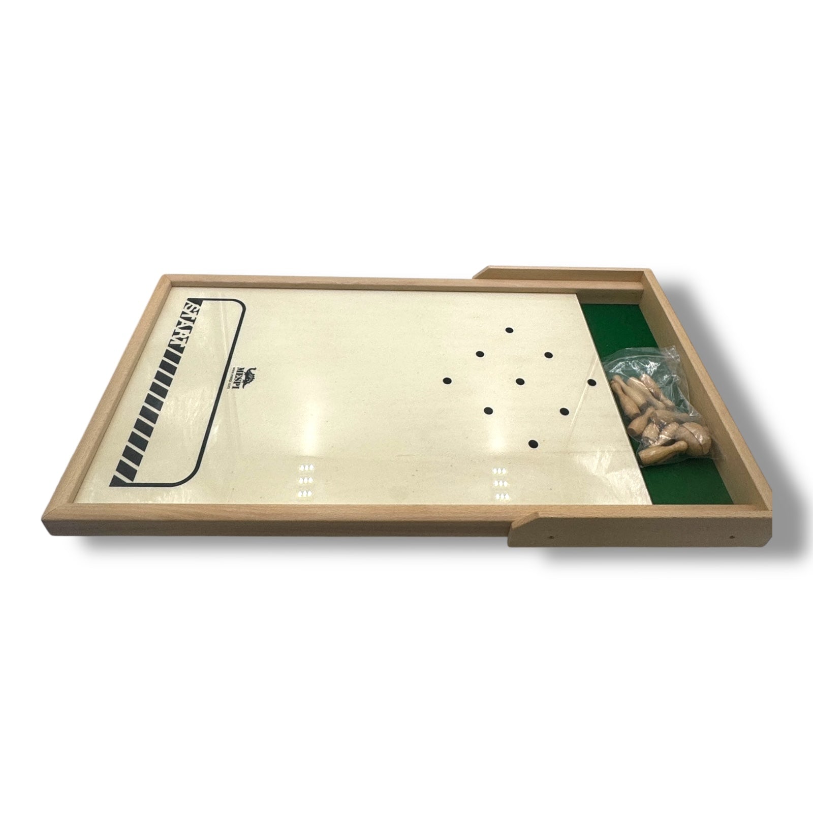 Weible Spiele 3105007 Meraner Tischkegelspiel, Holz/Beige