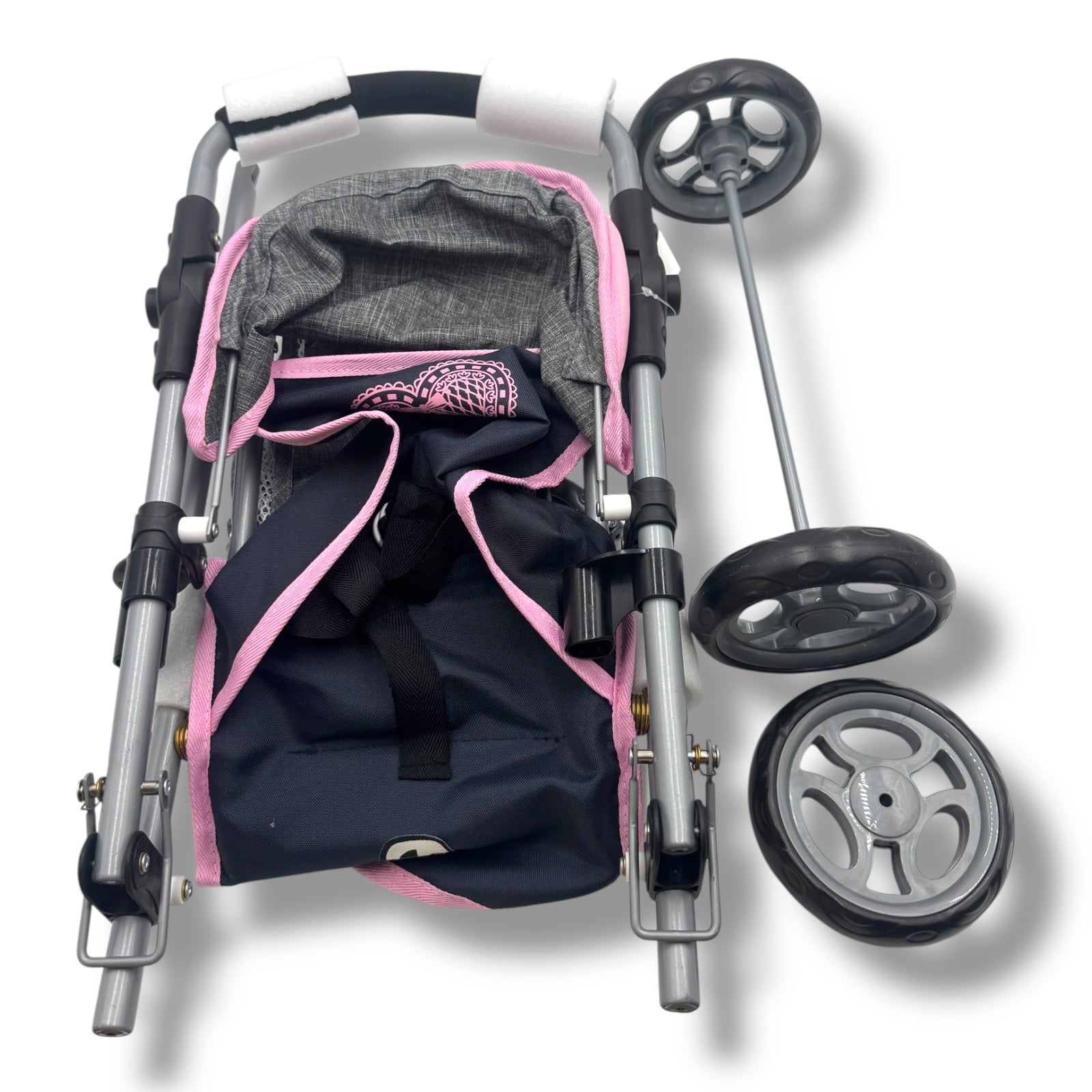 Bayer Chic 2000 - Puppenbuggy Lola, Jogging - Buggy, Puppenjogger, Puppenwagen, Melange grau, Navy, 612 - 26