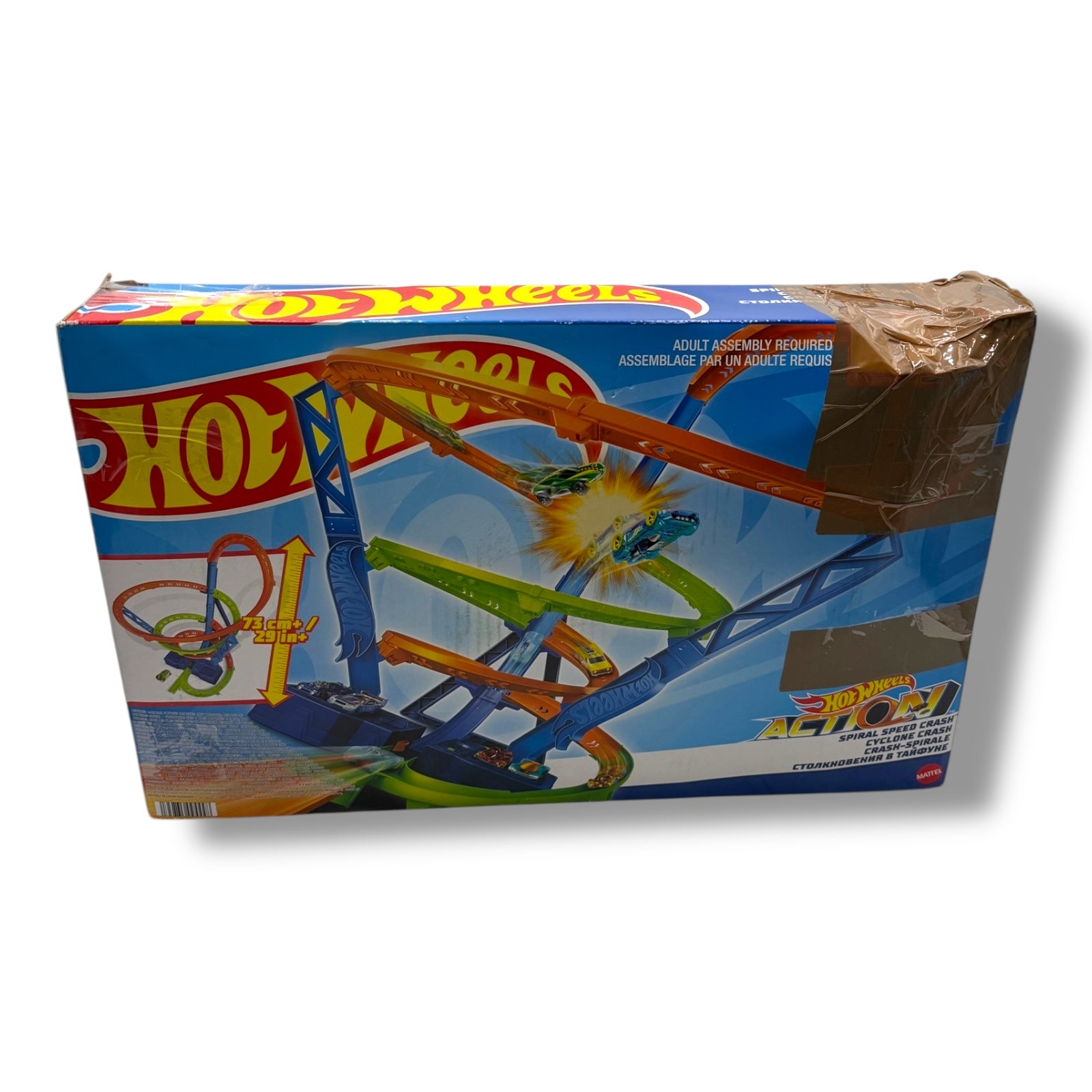 Hot Wheels HJT51 - Action Crash - Spirale Autorennbahn mit Crash - Zonen und Batterie - betriebenem Beschleuniger