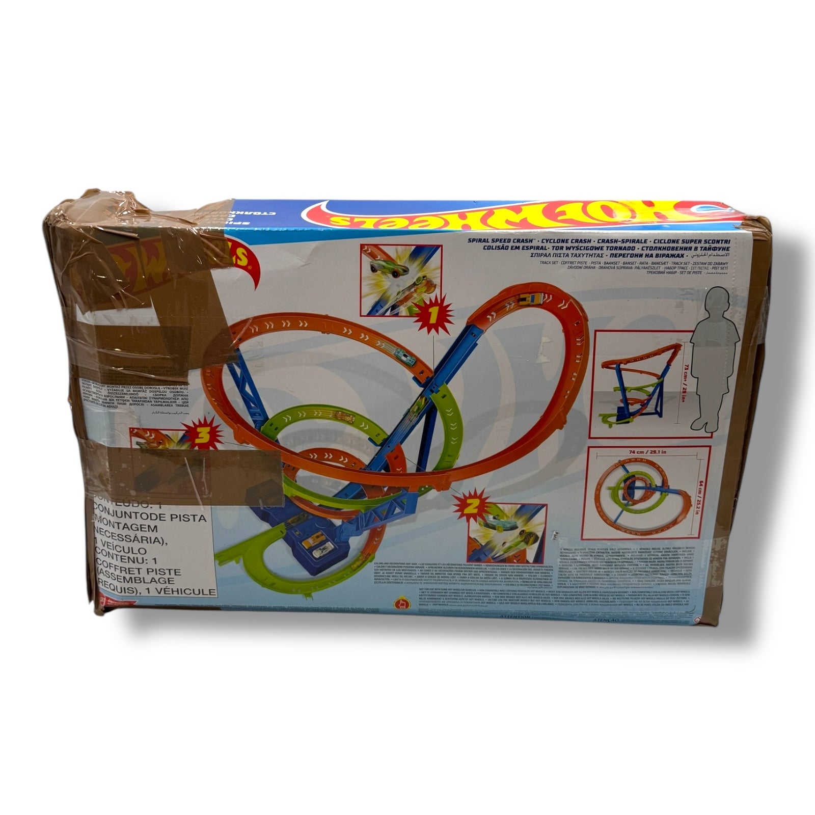 Hot Wheels HJT51 - Action Crash - Spirale Autorennbahn mit Crash - Zonen und Batterie - betriebenem Beschleuniger