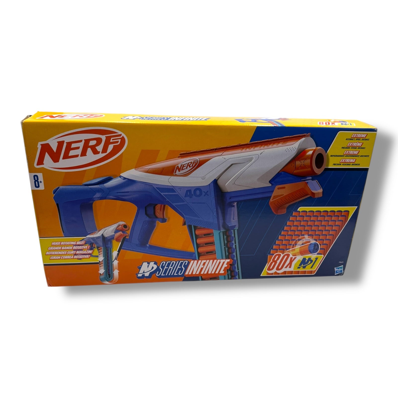 Nerf N Series Infinite Blaster und 80 präzise N1 Darts, Spannschlitten für Präzision und abnehmbares Gurtmagazin, für fortgeschrittene Spieler ab 8 Jahren