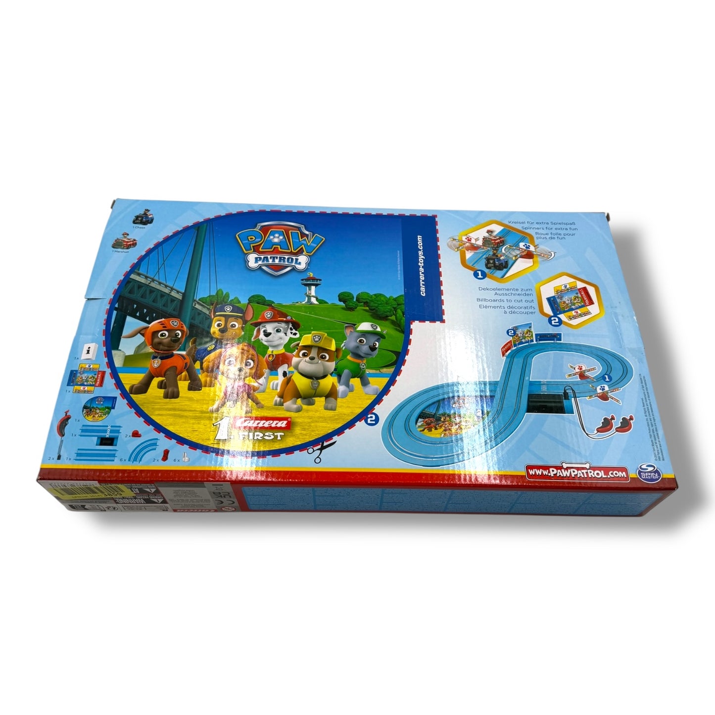 Carrera 369 - 3033 FIRST PAW PATROL On the Track 2,4m Rennstrecken - Set | 2 ferngesteuerte Fahrzeuge mit Chase und Marshall