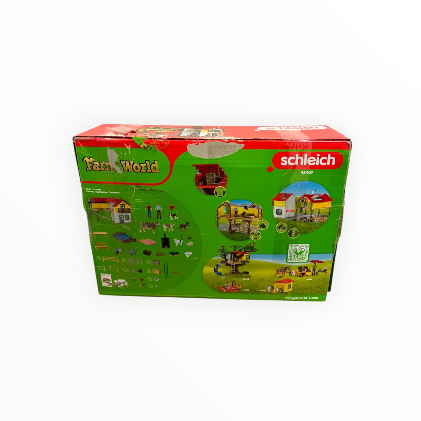 SCHLEICH Farm World Bauernhaus mit Stall & Tieren (42407) – 97-teiliges Bauernhof-Set