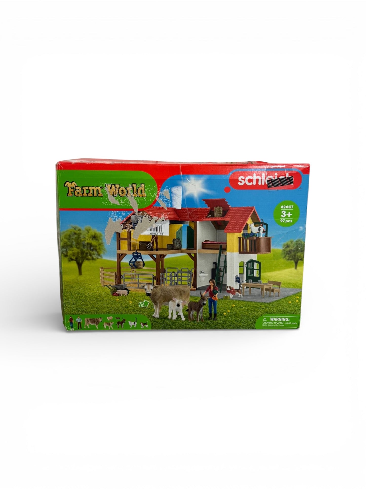 SCHLEICH Farm World Bauernhaus mit Stall & Tieren (42407) – 97-teiliges Bauernhof-Set