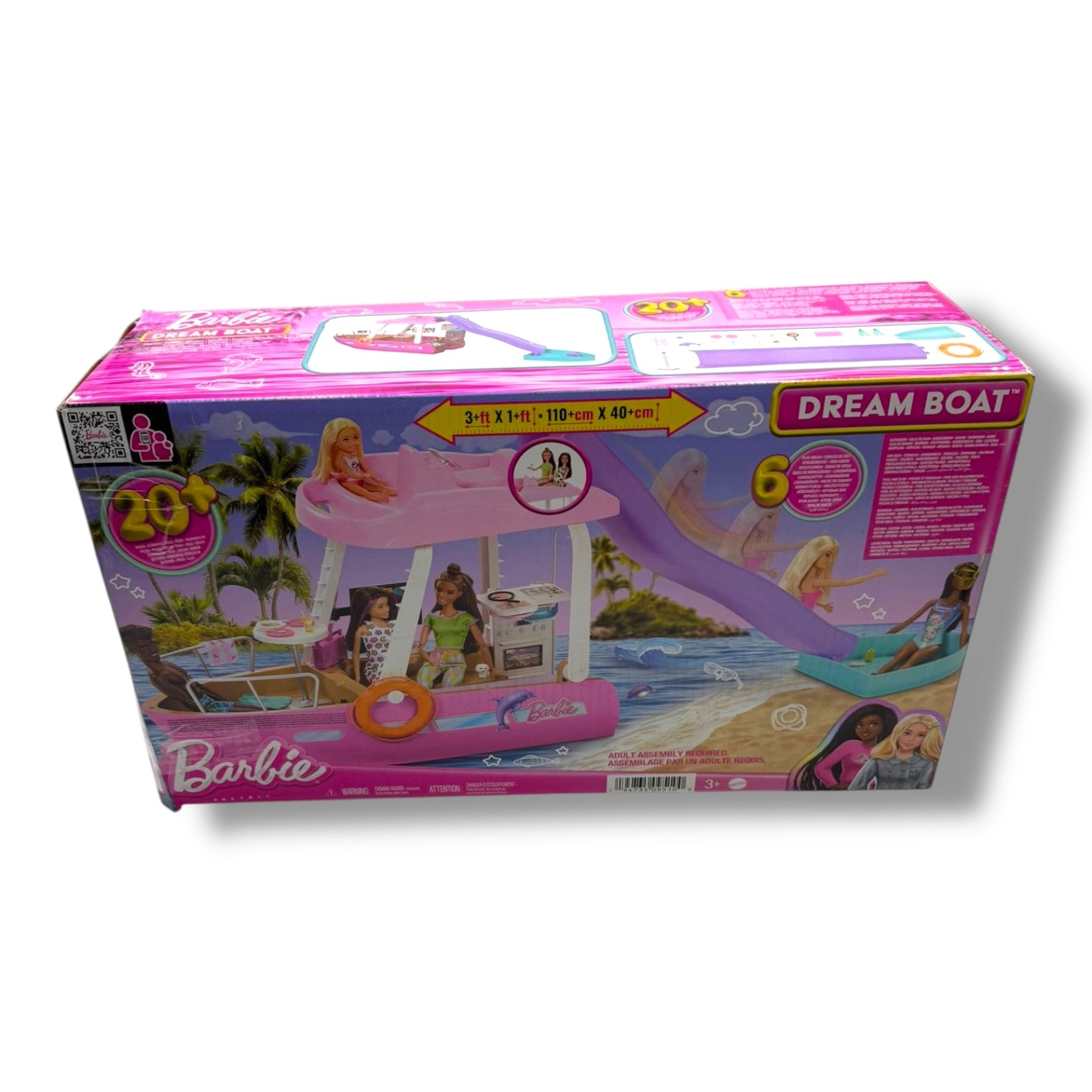 Barbie Traumboot Spielset, Rutsche und Schwimmzeug, 20+ Barbie - Zubehörteile, ohne Barbie - Puppe