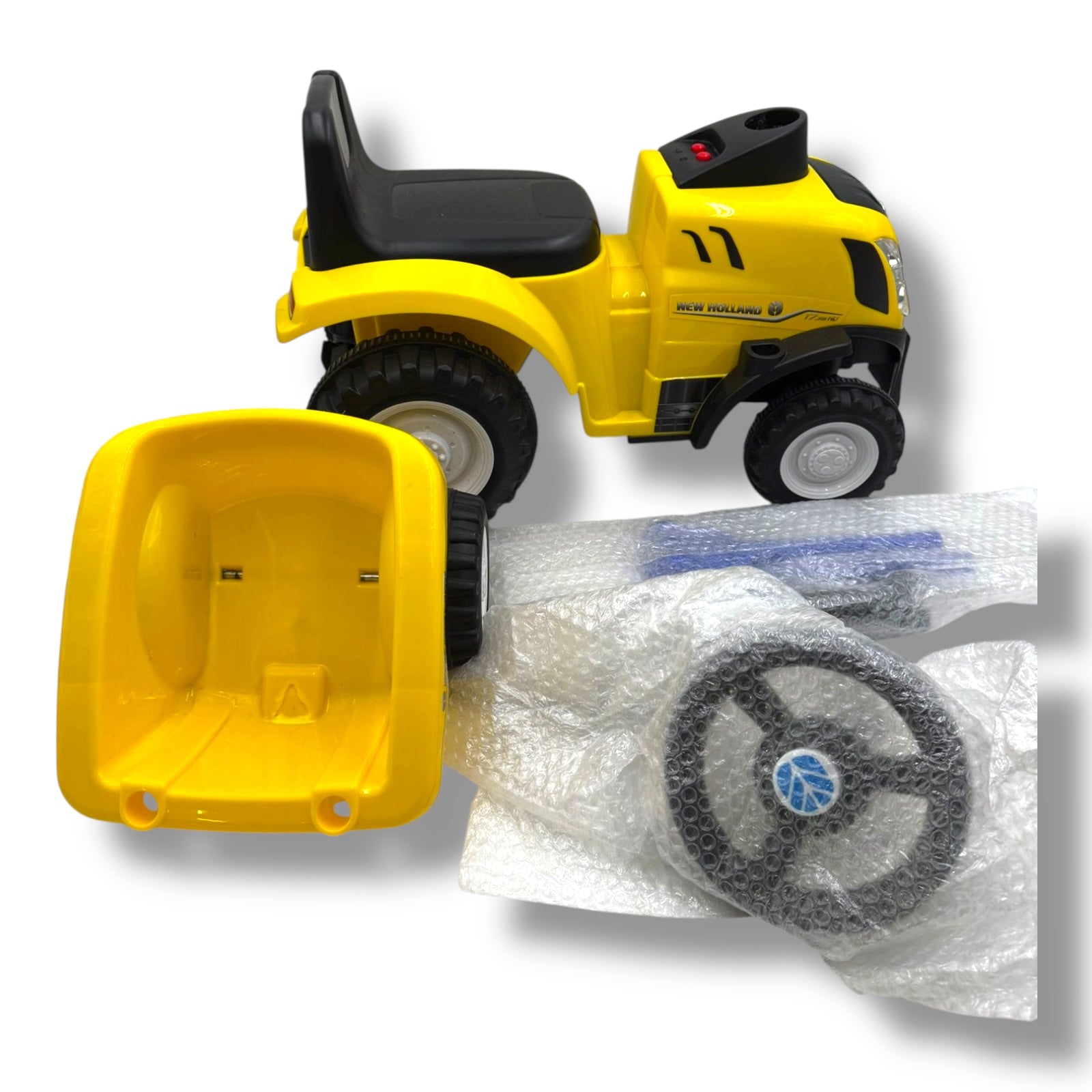 Traktor New Holland Rutschauto mit Anhänger - Lizenzierter Traktor Buggy mit Rechen und Schaufel