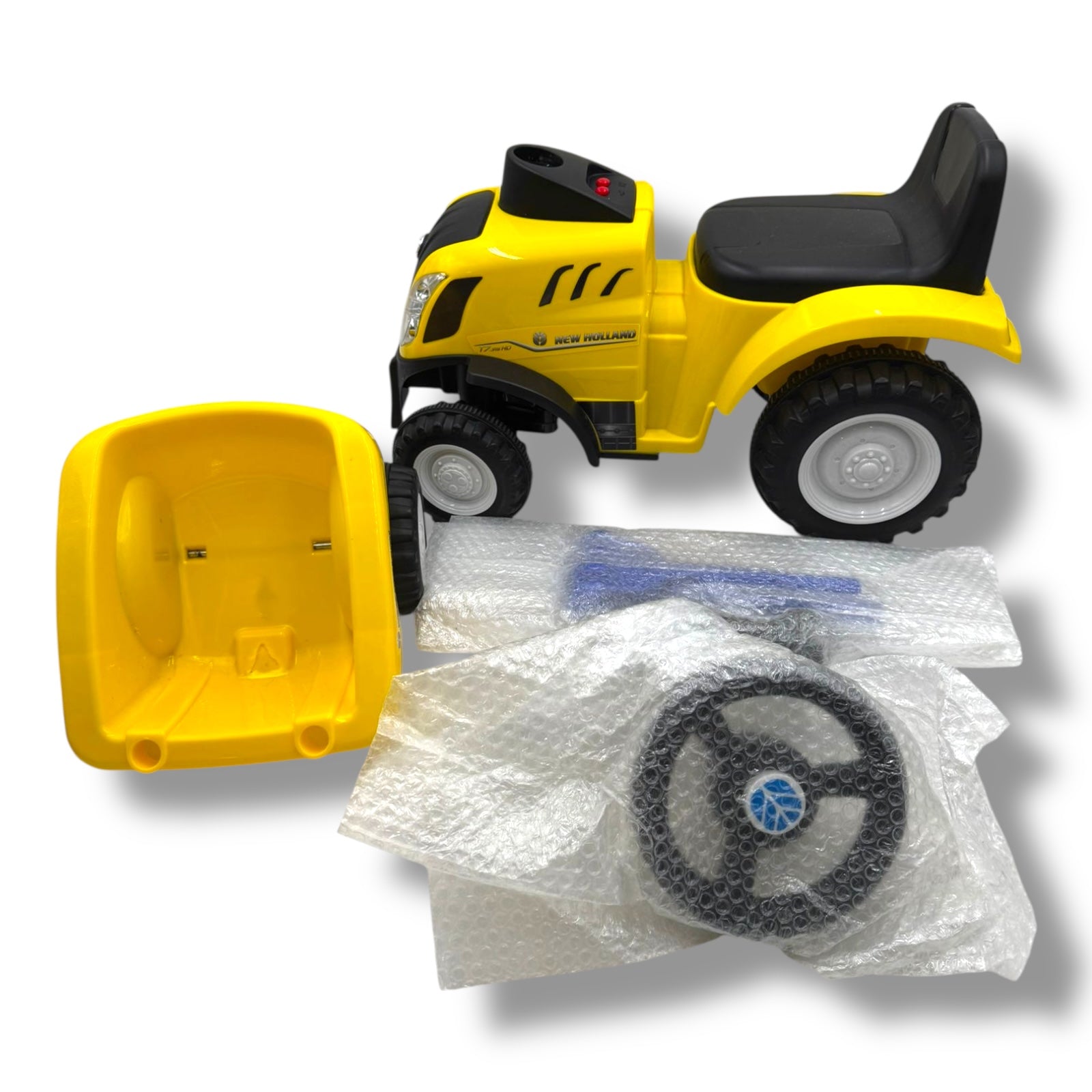 Traktor New Holland Rutschauto mit Anhänger - Lizenzierter Traktor Buggy mit Rechen und Schaufel