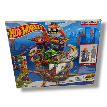 Hot Wheels Garage, Hot Wheels Parkgarage inkl. 2 Spielzeugautos, mit mehrstöckiger Autorennbahn