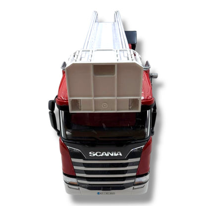bruder 03591 – Scania Super 560R Feuerwehrfahrzeug mit Drehleiter Maßstab 1:16 | Mit Wasserpumpe, Light & Sound Modul