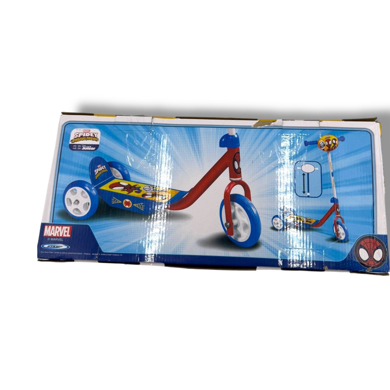 Scooter Spidey – 3 - Rad Kinderroller, Rot/Gelb/Blau
