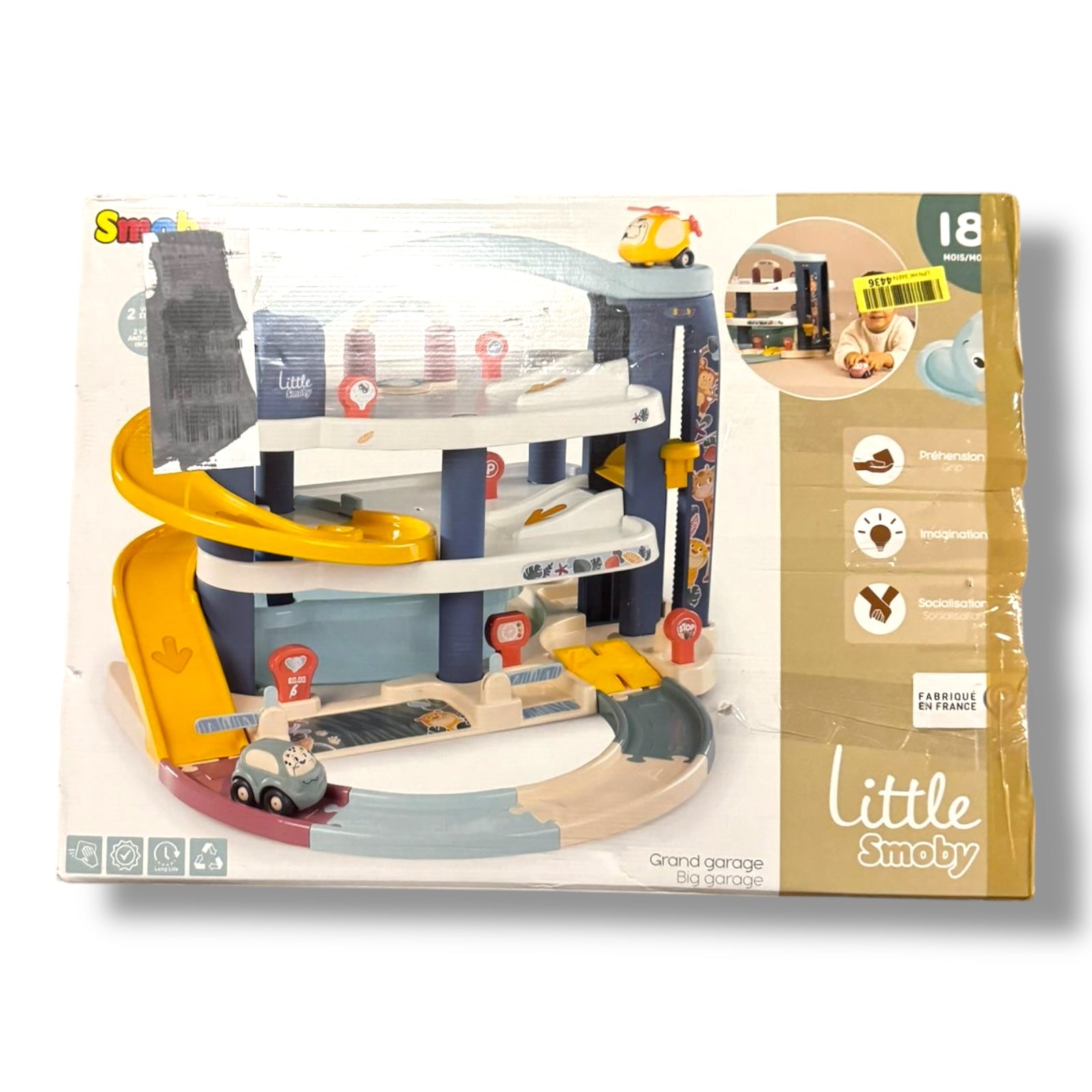 Smoby – Little Smoby Parkhaus mit Auto, Hubschrauber und Zubehör