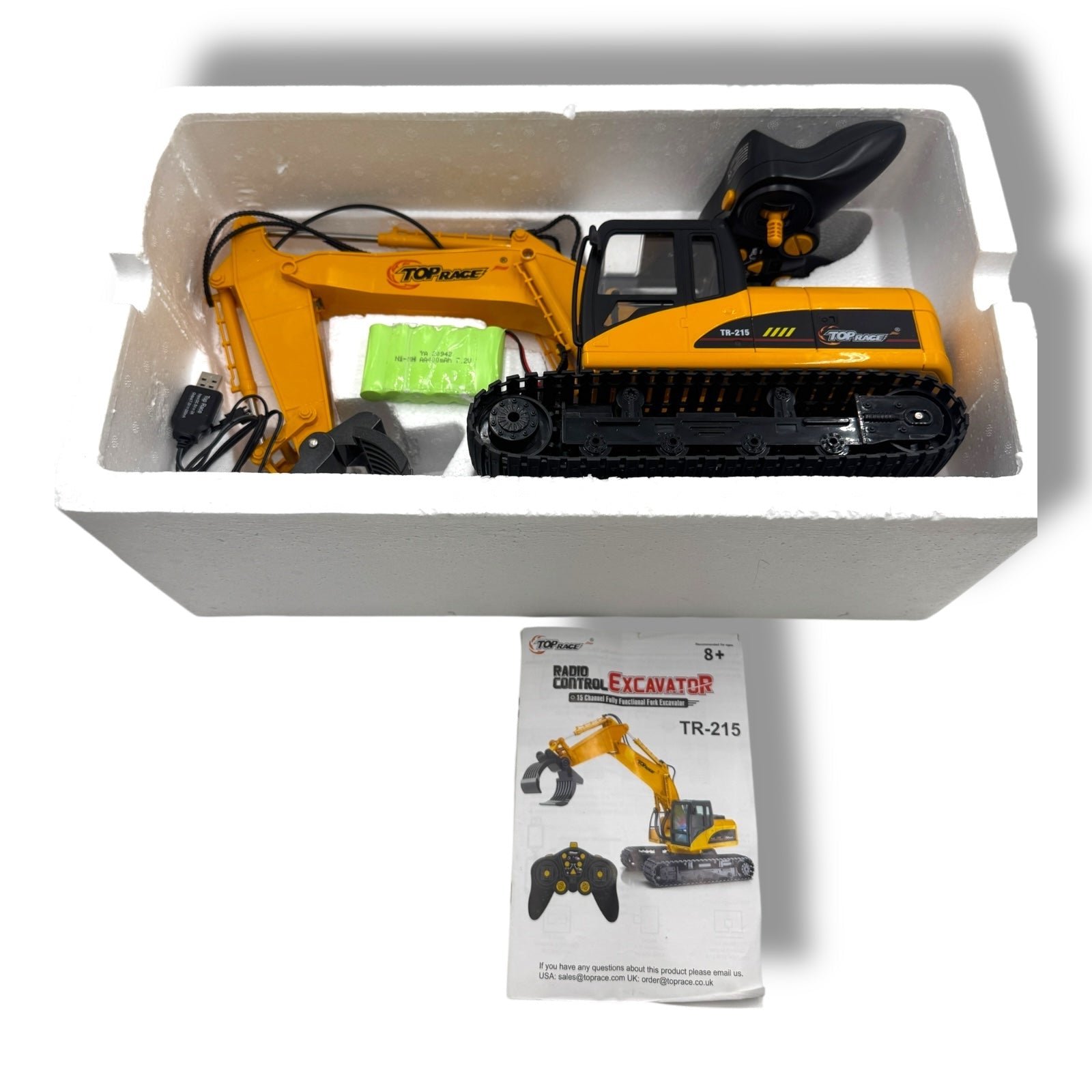 Top Race Ferngesteuerter Bagger – 15 - Kanal RC Bagger mit Licht &amp; Sound