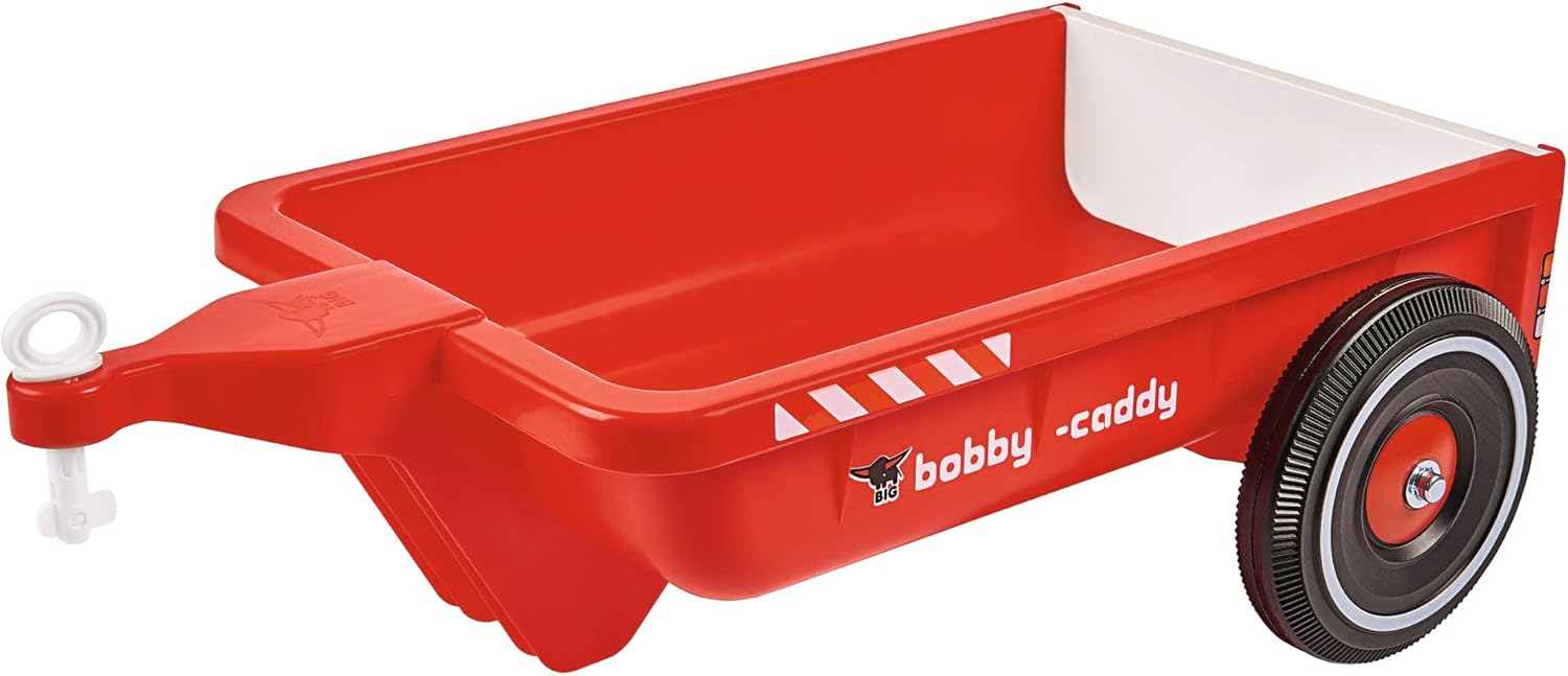 BIG Bobby Caddy Anhänger in red, practical accessory trailer for BIG Bobby-Car, featuring durable design and easy attachment.