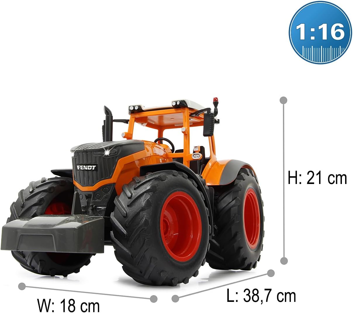 JAMARA Fendt 1050 Vario Kommunal RC tractor in orange, 1:16 scale model with detailed design and realistic features.