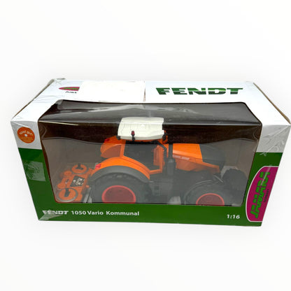 Orange JAMARA Fendt 1050 Vario Kommunal RC tractor 1:16 scale model with detailed design and realistic features.