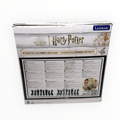 Lexibook Harry Potter electronic chess game CG3000HP with light and sound effects, featuring chess pieces and game board.