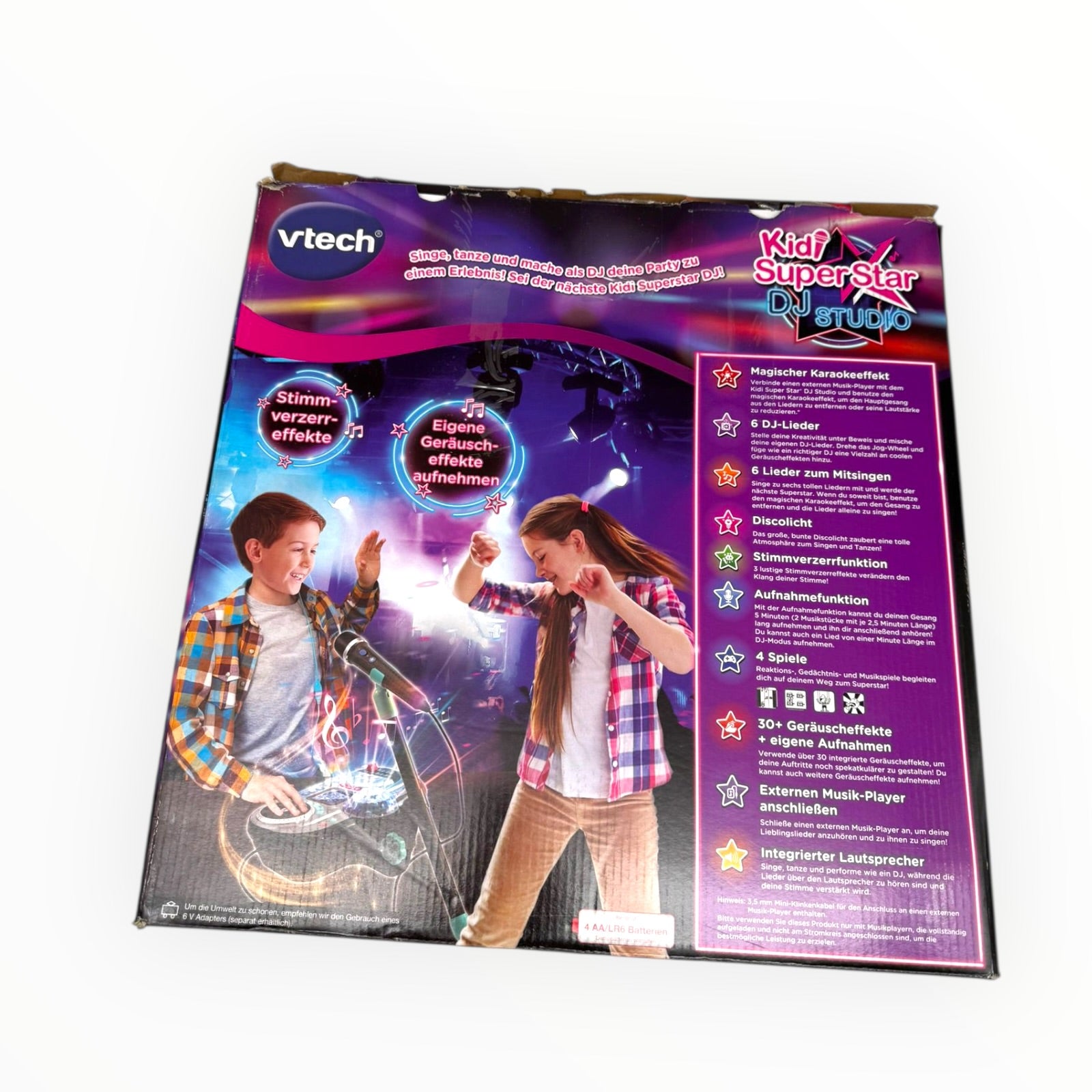 VTech Kidi Super Star DJ Studio in black, featuring 10-in-1 karaoke toy with microphone for kids’ music play.